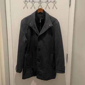 Marc‎ New York Mens Gray Wool Blend Pea Coat Size M Medium Zip Up Button Jacket